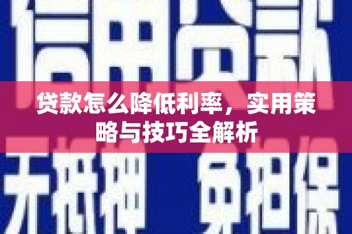 长白贷款怎么降低利率，实用策略与技巧全解析